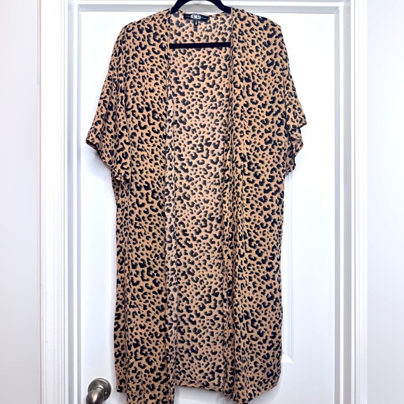 Rewash Women’s Open Front Animal Print / Leopard Print Duster - Picture 1 of 7